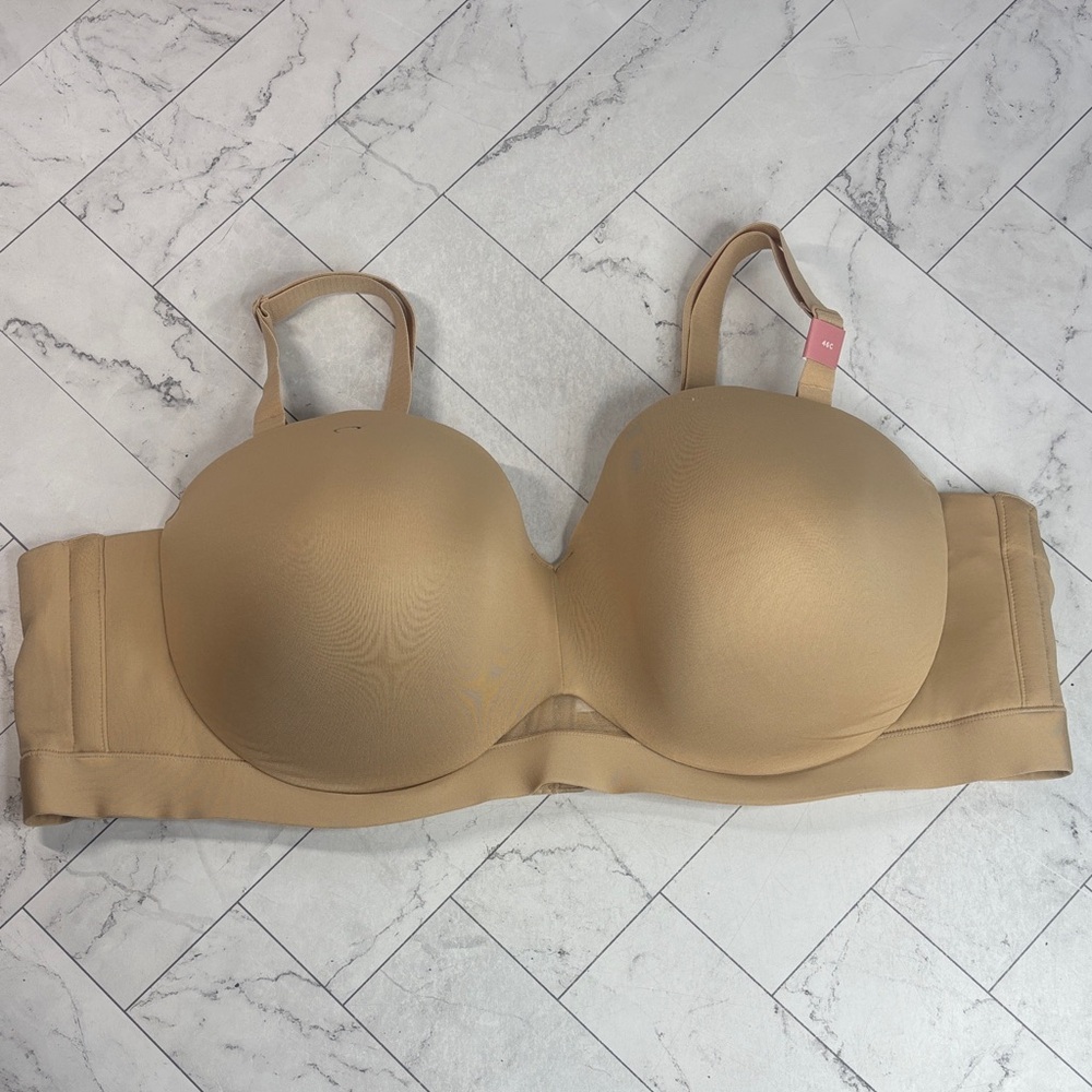 NWT Cacique Lane Bryant Womans Bra Nude Comfort Bliss Strapless UNDERWIRE 46C